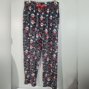 Men's Disney Nightmare Before Christmas Skellington Santa Fleece Pajama Pants. M